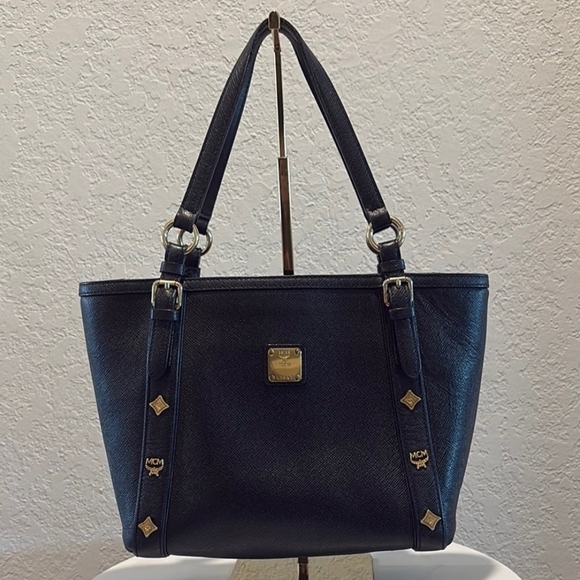 MCM Handbags - MCM Munchen Tote Black Saffiano Leather Handbag (EUC)
